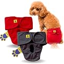 A+a Pets' MAA' Cotton Dog Underwear Diaper Combo – Stretchable, Comfortable, Washable &amp; Reusable (S, Red &amp; Grey Set)