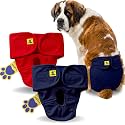A+a Pets' MAA' Cotton Dog Underwear Diaper Combo – Stretchable, Comfortable, Washable &amp; Reusable (XXL, Red &amp; Navy Set)