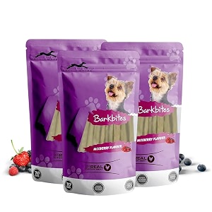 pets empire barkbites dog treats mixberry flavour - 100 natural healthy tasty snacks pure delicious and nutritious no grain or artificial additives - pack of 3 mixberry flavour 70gm