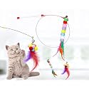 PETS EMPIRE Cat Teaser Wand Toy Set – Interactive Feather Stick with Bells &amp; Balls for Kittens and Cats Exercise, Training &amp; Fun Play (Pack of 3)