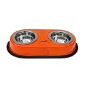 Pets Empire Dog & Cat Bowl | Bowls for Cat, Dog, Kitten | Feeder Double Diner Stainless Steel | Cat Feeding Bowl | Pet Anti Slip Mat | 2 X 200ml Orange