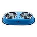 Pets Empire Dog &amp; Cat Bowl | Cat Food Bowl | Bowls for Kitten and Puppy | Feeder Double Diner Stainless Steel | Cat Feeding Diner | Anti Slip Mat | 2 X 200ml (Blue)