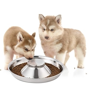 pets empire extra heavy stainless steel non tip - anti skid health care slow feeding dish 2800 ml