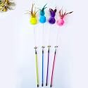 PETS EMPIRE Interactive Cat Wand – Funny Feather Teaser Toy with Bell &amp; Bead, Steel Wire Cat Stick for Kittens and Cats, 1-Piece (Multicolor)
