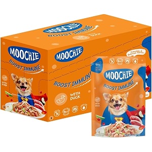 pets empire moochie boost immune wet dog food duck meat with cranberries goji berries amp green apples - grain free gravy meal high protein no artificial flavours 85g pack of 36