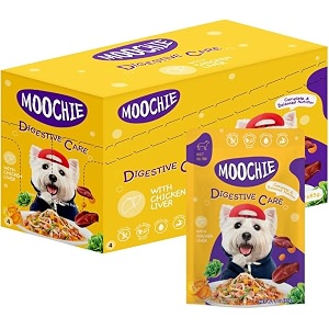 pets empire moochie digestive care wet dog food - grain free gravy meal with probiotics amp prebiotics high protein no artificial flavours 85g pack of 36
