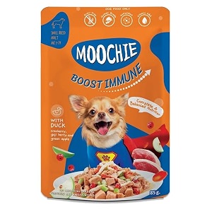 pets empire moochie boost immune wet dog food duck meat with cranberries goji berries amp green apples - grain free gravy meal high protein no artificial flavours 85g