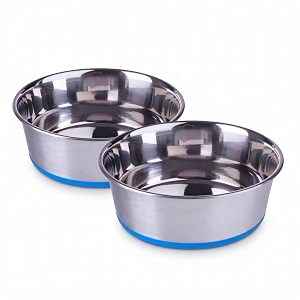 pets empire heavy dog bowl  dog bowl big amp large size 100 silicon bonded rubber base stainless steel feeding bowls for puppies kitten pack of 2 x 1600 ml