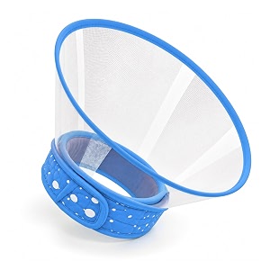 pets empire adjustable recovery cone collar for cats amp small dogs - soft padded elizabethan e-collar anti-bite amp anti-lick protection after surgery - lightweight amp transparent blue
