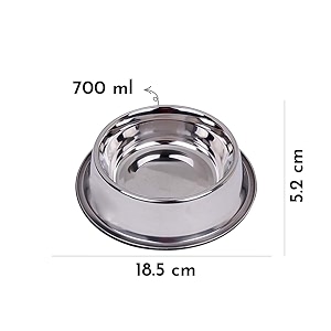 pets empire stainless steel dog amp cat bowl  700 ml  anti-skid non-tip pet feeding bowl for small dogs amp cats  food amp water bowl pack of 1
