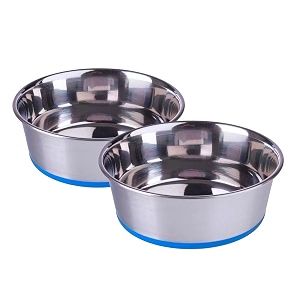 pets empire stainless steel dog bowls  cat feeding bowls  dog cat plate bowls with non-slip rubber bases  pet feeder bowls and water bowls 2x-large 2 x 4000ml
