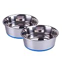 Pets Empire Heavy Stainless Steel Pet Bowl with 100% Silicone Bonded Rubber Base | Export Quality Food &amp; Water Feeding Bowl for Dogs, Cats &amp; Pets | Anti-Skid, Rust Resistant | 1600ml (Pack of 2, Blue)