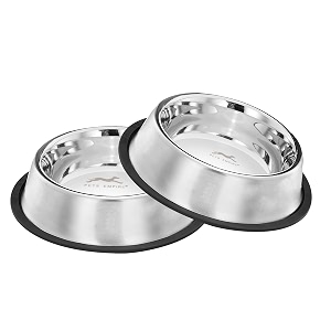 pets empire anti-skid dog food bowl 1600 ml - pack of 2stainless steel dog food amp water feeding bowlbasic pets feeder - perfect for dogs puppy cat amp kittens medium29x29x75 cm