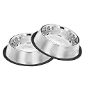 PETS EMPIRE Anti-Skid Dog Food Bowl (1600 Ml - Pack of 2)|Stainless Steel Dog Food & Water Feeding Bowl|Basic Pets Feeder - Perfect for Dogs, Puppy, Cat & Kittens (Medium),29X29X7.5 Cm