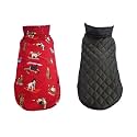 Pets Planet Dog's Winter Clothes Reversible Jacket Red Color Design Warm Coat Windproof Pets Cold Weather Wearing (XS, 12 Inch), Pack of 1