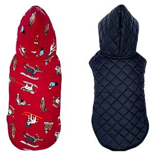 pets planet polyester reversible dog hoodie jacket - red warm windproof amp cold weather protection 3xl 24 inch neck 30 inch chest 1 count