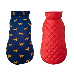 pets planet dog winter clothes reversible jacket dog printed blue color design warm coat windproof pets cold weather wearing xs 12 inch-pack of 1