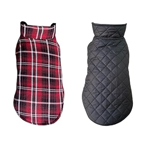 pets planet dog winter clothes reversible dog jacket red and black check color design warm dog coat windproof pets cold weather wearing xxxl 24 inch-pack of 1