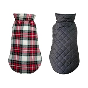 pets planet dog winter clothes reversible dog jacket burberry check red and white color design warm dog coat windproof pets cold weather wearing 5xl 28 inch-pack of 1