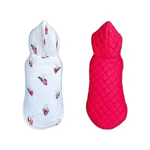 pets planet polyester dog winter clothes reversible dogs hoodie jacket warm dog coat windproof pets cold weather wearing white red xxl 22 inch 1 count