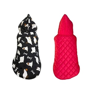 pets planet dog polyester winter clothes reversible dog hoodie jacket gray color animal print design warm dog coat windproof pets cold weather wearing l 18 inch-pack of 1
