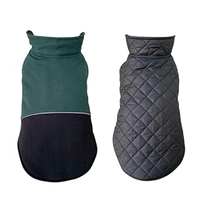 pets planet dog winter clothes reversible dog jacket flees green and black color design warm dog coat windproof pets cold weather wearing 5xl 28 inch-pack of 1