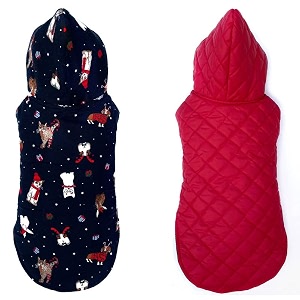 pets planet dog winter clothes reversible dogs hoodie jacket warm dog coat windproof pets cold weather wearing black and red van print m 16 inch