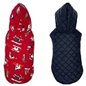 Pets Planet Dog Winter polyester Clothes Reversible Dog Hoodie Jacket Dog Printed Red Color Design Warm Dog Coat Windproof Pets Cold Weather Wearing (XL, 20 Inch) Pack of 1