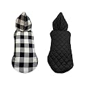 Pets Planet Dog Winter Clothes Reversible Dog Hoodie Jacket Plaid Check Black and White Color Design Warm Dog Coat Windproof Pets Cold Weather Wearing (5XL, 28 Inch)-Pack of 1