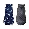 Pets Planet Dog Winter Clothes Reversible Jacket Bow Printed Blue Color Design Warm Coat Windproof Pets Cold Weather Wearing (4XL, 26 Inch)-Pack of 1