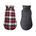 Pets Planet Dog Winter Clothes Reversible Dog Jacket Burberry Check Red and White Color Design Warm Dog Coat Windproof Pets Cold Weather Wearing (XXL, 22 Inch)-Pack of 1