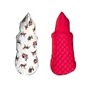 Pets Planet Dog Winter Clothes Reversible Dog Hoodie Jacket Reindeer Printed White Color Design Warm Dog Coat Windproof Pets Cold Weather Wearing (S, 14 Inch)-Pack of 1
