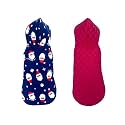 Pets Planet Dog Winter Clothes Reversible Dog Hoodie Jacket Santa Printed Navy Blue Color Design Warm Dog Coat Windproof Pets Cold Weather Wearing (XXL, 22 Inch)-Pack of 1