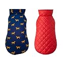 Pets Planet Dog Winter Clothes Reversible Jacket Dog Printed Blue Color Design Warm Coat Windproof Pets Cold Weather Wearing (XS, 12 Inch)-Pack of 1