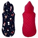 Pets Planet polyester Dog Winter Clothes Reversible Dogs Hoodie Jacket Warm Dog Coat Windproof Pets Cold Weather Wearing (Black and Red Van Print, 3XL, 24 Inch, 1 count)
