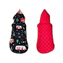 Pets planet Dog Winter Clothes Reversible Dogs Hoodie Jacket Warm Dog Coat Windproof Pets Cold Weather Wearing (Black and Red Van Print, M, 16 Inch)