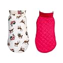 Pets Planet Winter Clothes - Reversible Jacket With Reindeer Print, Warm Windproof Dog Coat for Cold Weather (L, 18 Inch) - Pack of 1