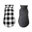 Pets Planet Dog Winter Clothes Reversible Dog Jacket Plaid Check Black and White Color Design Warm Dog Coat Windproof Pets Cold Weather Wearing (3XL, 24 Inch)-Pack of 1