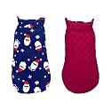 Pets Planet Dog Winter Clothes Reversible polyester Dog Jacket Santa Printed Navy Blue Color Design Warm Dog Coat Windproof Pets Cold Weather Wearing (XXL, 22 Inch)-Pack of 1