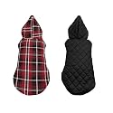 Pets Planet Dog Winter Clothes Reversible Dog Hoodie Jacket Red and Black Checkered Color Design Warm Dog Coat Windproof Pets Cold Weather Wearing (M, 16 Inch)-Pack of 1
