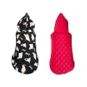 Pets Planet Dog Winter Clothes Reversible Dog Hoodie Jacket Gray Color Animal Print Design Warm Dog Coat Windproof Pets Cold Weather Wearing (M, 16 Inch)-Pack of 1