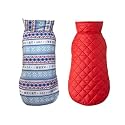 Pets Planet Dog Winter Clothes Reversible Jacket Festive Christmas Sky Blue and Red Color Design Warm Coat Windproof Pets Cold Weather Wearing (M, 16 Inch)-Pack of 1