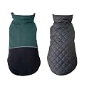 Pets Planet Dog Winter Clothes Reversible Dog Jacket Flees Green and Black Color Design Warm Dog Coat Windproof Pets Cold Weather Wearing (5XL, 28 Inch)-Pack of 1