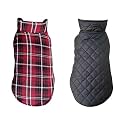 Pets Planet Dog Winter Clothes Reversible polyester Dog Jacket Red and Black Check Color Design Warm Dog Coat Windproof Pets Cold Weather Wearing (L, 18 Inch)-Pack of 1