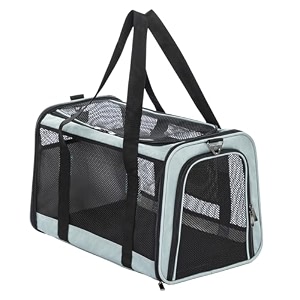 petsfit 18 x 11 x 11 pet carrier airline approved soft-sided dog carrier cat carrier lightweight and collapsible ventilation on 5 sides escape proof with adjustable shoulder strap soft cushion