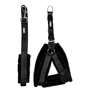 fur padded nylon dog fur harness amp dog leash medium chest size - 27-32inch black