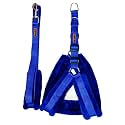 Fur Padded Nylon Dog Fur Harness & Dog Leash Medium (Chest Size - 27-32inch) (Blue)