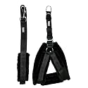 Fur Padded Nylon Dog Fur Harness &amp; Dog Leash Medium (Chest Size - 27-32inch) (Black)