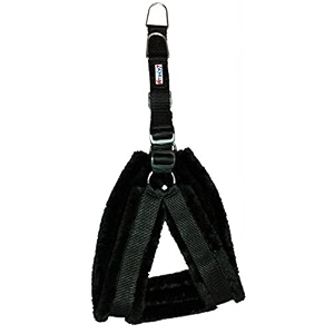 fur padded nylon dog harness black-small chest size - 23-28inch-075