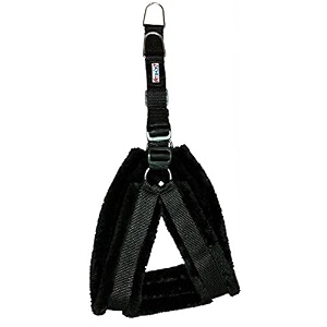 nylon dog harness with fur 125 inch large - black chest size  29-35 black